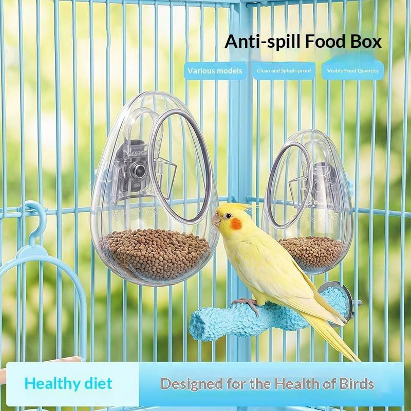 Feeding - ถ้วยอาหารนกแบบแขวนผนัง 1 ชิ้น ป้องกันการกระเด็น ถ้วยใสสำหรับให้อาหารนก ถ้วยพลาสติกแบบถอดได้สำหรับนกแก้ว