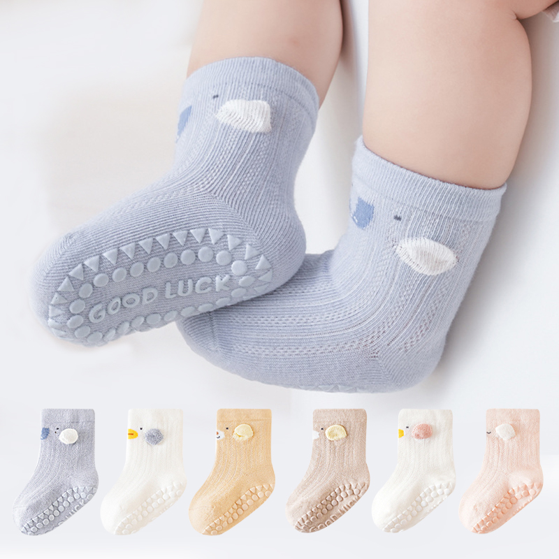 Unisex Baby Socks Non Slip - ถุงเท้าชั้นเด็กการ์ตูน 3 คู่ตาข่ายถุงเท้ากันลื่นผ้าฝ้ายนุ่มบางสําหรับทารกแรกเกิดและเด็กวัยหัดเดิน
