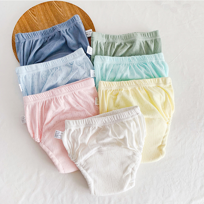 Toddler Training Pants Leak Proof - 4ชิ้น/ล็อตเด็กทารกการฝึกอบรมกางเกง Leakproof กันน้ำล้างทำความสะอาดได้ผ้าฝ้ายทารกเด็กวัยหัดเดินผ้าอ้อม Hollow Out Breathable