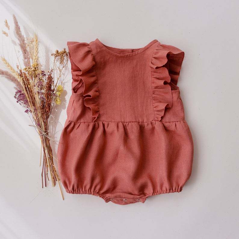 Baby Summer Linen Sleeveless Jumpsuit - ฤดูร้อนทารกแรกเกิดทารกเด็กทารก Romper ผ้าฝ้ายผ้าลินิน Ruffles แขนกุดทารก Playsuit