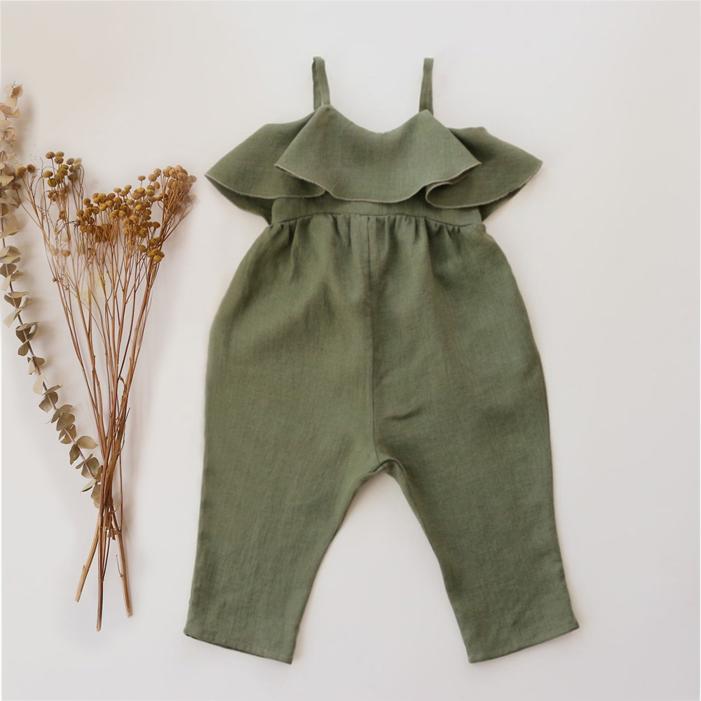 Baby Summer Linen Sleeveless Jumpsuit - ชุดหมีเสื้อผ้าเด็กเด็กผู้หญิงฤดูร้อนสำหรับเด็กผู้หญิงทารกสำหรับเด็ก0-3Yrs หัดเดินเด็กผู้หญิงชุดผ้าฝ้ายผ้าลินิน