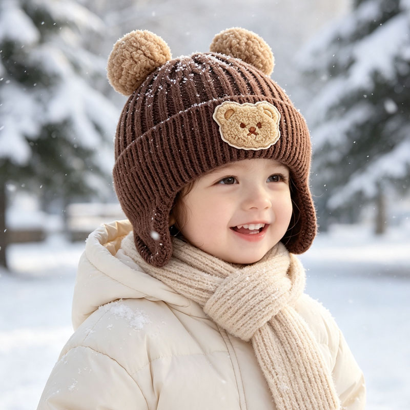 Infant Beanie Hat With Ears - หมวกไหมพรมลายหูหมีสำหรับเด็กทารก 1-10 ชิ้น หมวกกันหนาวนุ่มสบายสำหรับเด็กเล็ก เด็กชาย เด็กหญิง