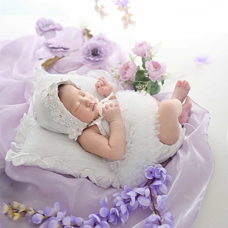 Infant Photography Props Outfit - ชุดถ่ายภาพทารกแรกเกิด ชุดหมวกลูกไม้และกระโปรงบัลเลต์สำหรับเด็กผู้หญิง อุปกรณ์ประกอบฉากถ่ายภาพเจ้าหญิงสำหรับทารกแรกเกิด ของขวัญสำหรับงานเลี้ยงฉลองทารกแรกเกิด