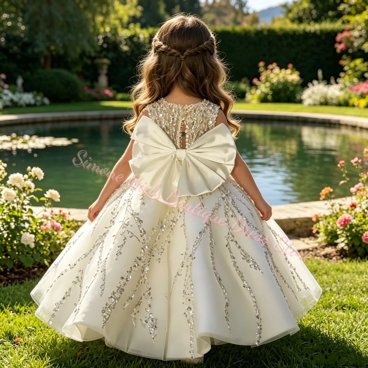 Toddler Girl Tulle Party Dress - ชุดเดรสเด็กผู้หญิงสำหรับงานแต่งงาน ประดับลูกปัดหรูหรา ชุดเจ้าหญิงสำหรับงานวันเกิด งานประกวด และงานพิธีการสำหรับเด็กเล็ก