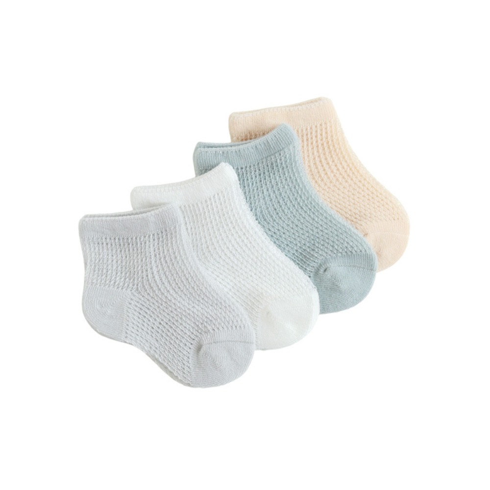 Unisex Baby Socks Non Slip - ถุงเท้าเด็กอ่อนแบบใหม่ 4 คู่ ถุงเท้าผ้าฝ้ายระบายอากาศแบบมีริ้ว ถุงเท้าตาข่ายแบบไม่ลื่น ถุงเท้าสั้นสำหรับเด็กทารกแรกเกิด