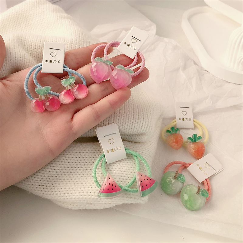 Baby Gear - ที่คาดผมเด็กลายแครอท10ชิ้นที่คาดผมผลไม้น่ารักเกาหลียางรัดสำหรับเด็กทารกเชือกผมเชอร์รี่ห่วงมัดผม