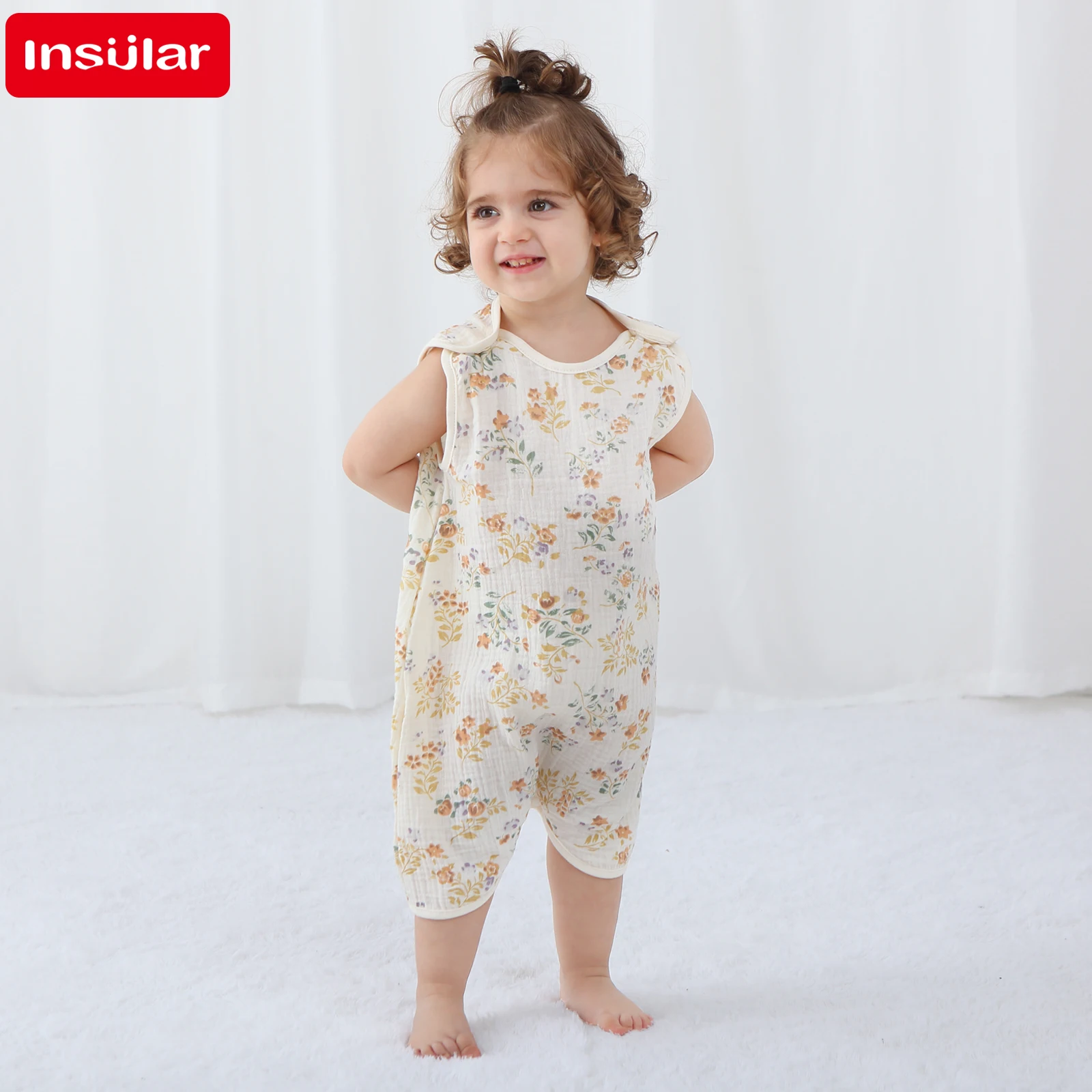 Newborn Baby Girl Romper Floral - INSULAR ชุดบอดี้สูทเด็กทารกแรกเกิดชุดรอมเปอร์การ์ตูนนุ่ม ๆ ฤดูใบไม้ผลิฤดูร้อนชุดนอนถุงนอนเสื้อผ้า 0-9 เดือน