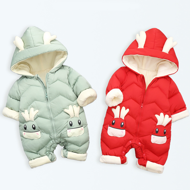 Cotton Baby Onesies Zipper - 1-3Y ทารกหนากํามะหยี่ Rompers เสื้อผ้าฤดูหนาวฤดูใบไม้ร่วงเบาะ WARM Onesie