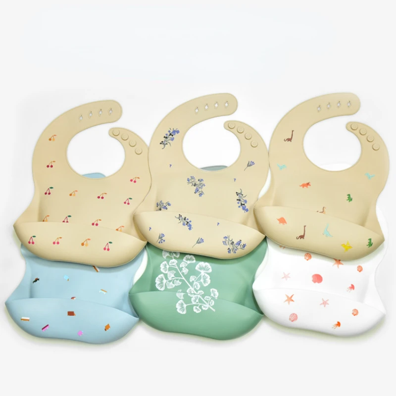Waterproof Baby Bibs Silicone - INS ผ้ากันเปื้อนเด็ก BPA ฟรีกันน้ําซิลิโคนน้ําลาย Solid หยดกล้วย