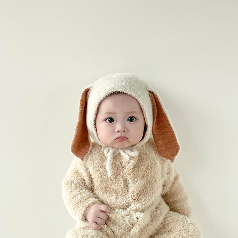 Infant Beanie Hat With Ears - ฤดูหนาวตุ๊กตาเด็กกระต่ายหมวกหูกระต่ายหมวกไหมพรมเด็กหมวกสำหรับหญิงปรับหนาเด็ก Bonnet หมวกอุปกรณ์เสริม