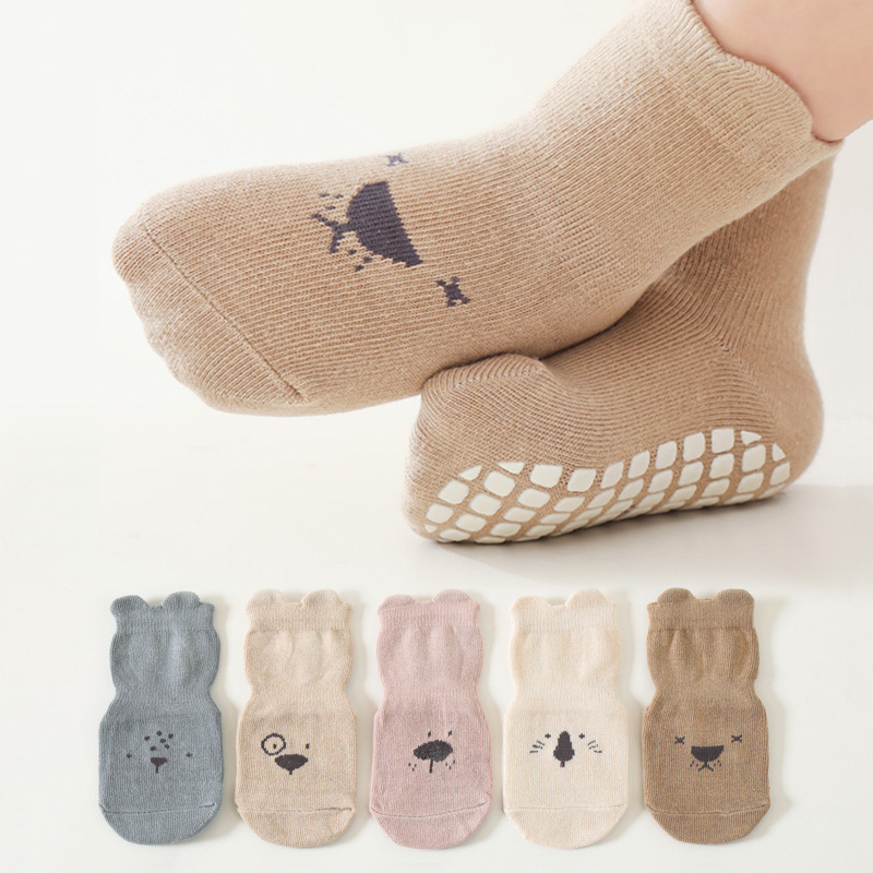 Unisex Baby Socks Non Slip - 3/5 คู่เด็กน่ารักสัตว์รูปแบบถุงเท้ากันลื่น,Breathable Casual ถุงเท้าสําหรับชายและหญิงเด็กกิจกรรมในร่ม