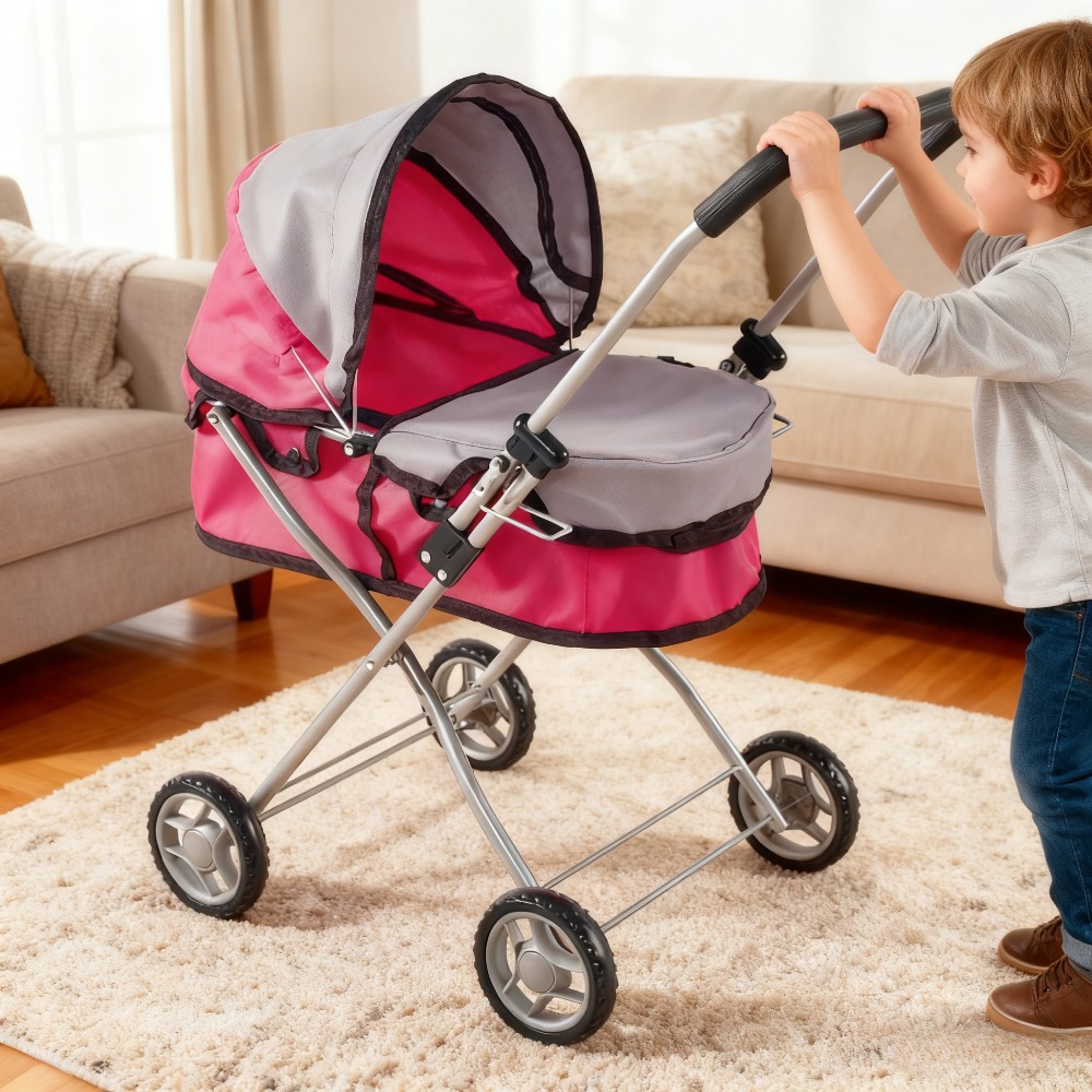 Lightweight Foldable Baby Stroller Compact - รถเข็นตุ๊กตาสำหรับเด็ก รถเข็นตุ๊กตาของเล่นเด็กแบบพับได้ น้ำหนักเบา เล่นสมมติ ของขวัญวันเกิดคริสต์มาสที่ดีที่สุดสำหรับเด็กหญิงและเด็กชาย