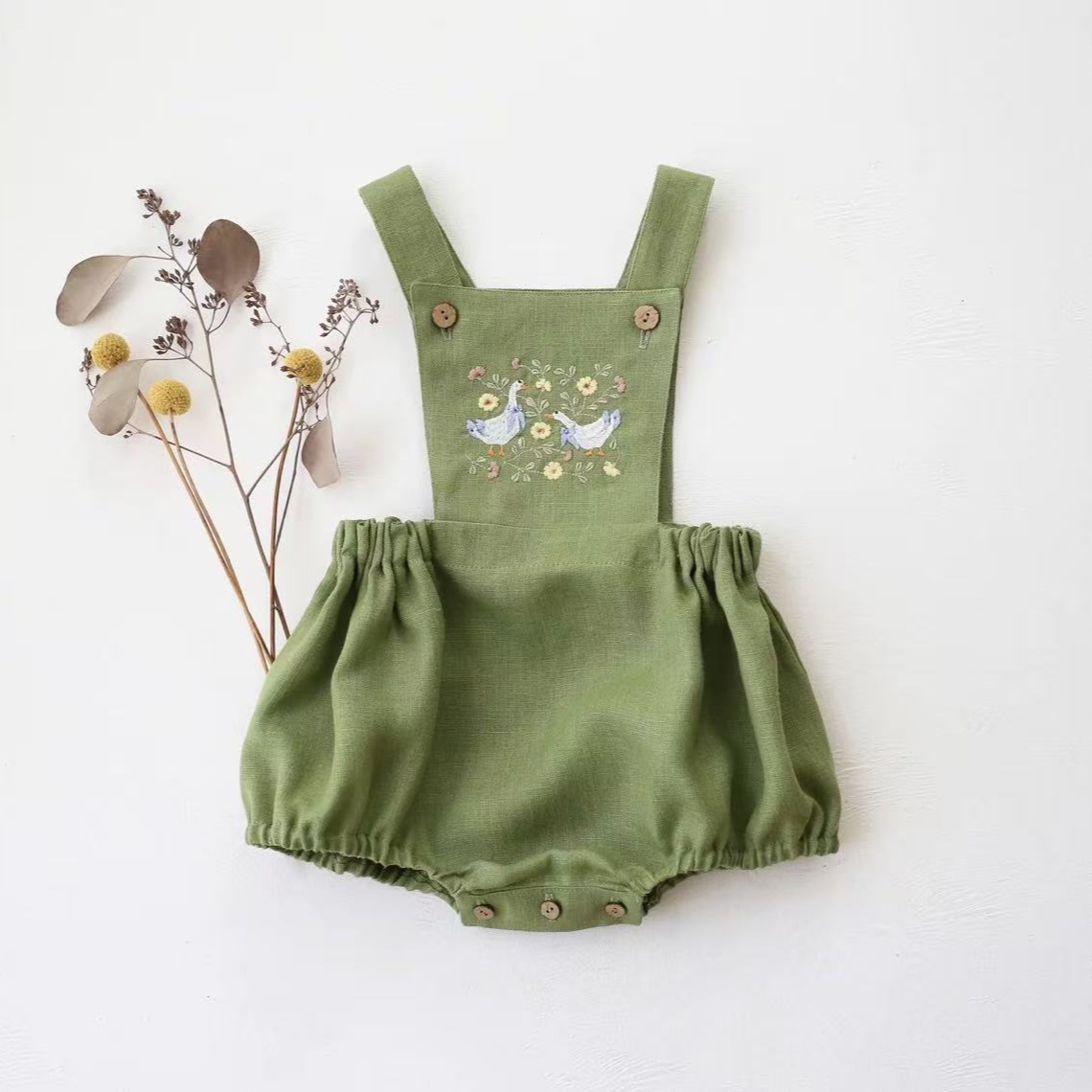 ชุดจั๊มสูทเด็กสไตล์ชนบท คอลเลค - Baby Summer Linen Sleeveless Jumpsuit บทวิจารณ์และราคา