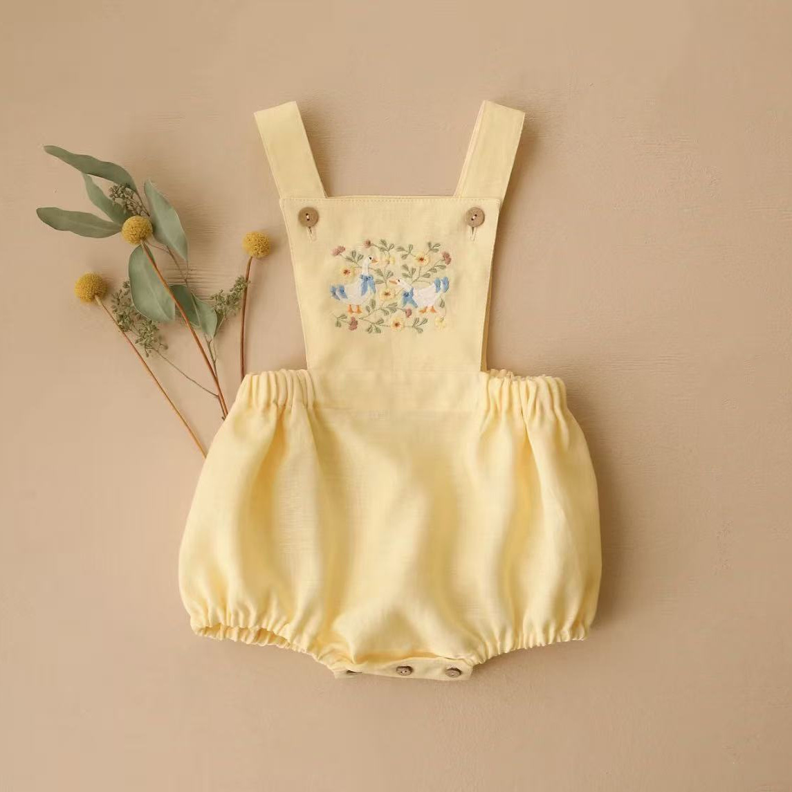 ชุดจั๊มสูทเด็กสไตล์ชนบท คอลเลค - Baby Summer Linen Sleeveless Jumpsuit บทวิจารณ์และราคา