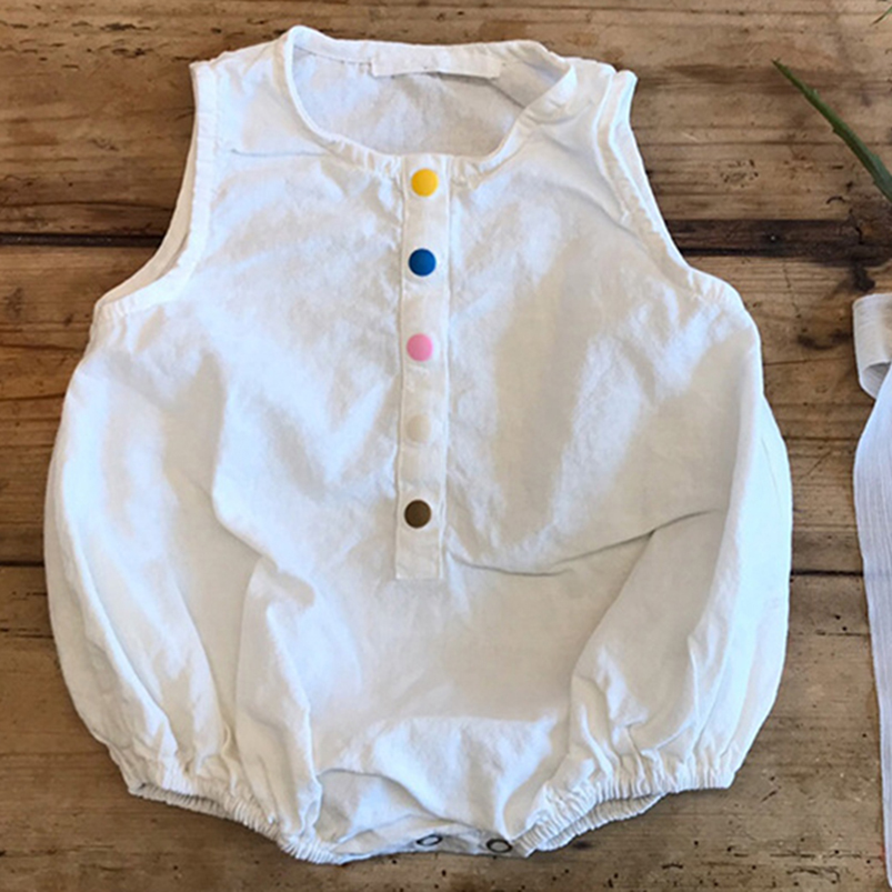 ชุดรอมเปอร์ผ้าลินินสำหรับเด็กผ - Baby Summer Linen Sleeveless Jumpsuit บทวิจารณ์และราคา