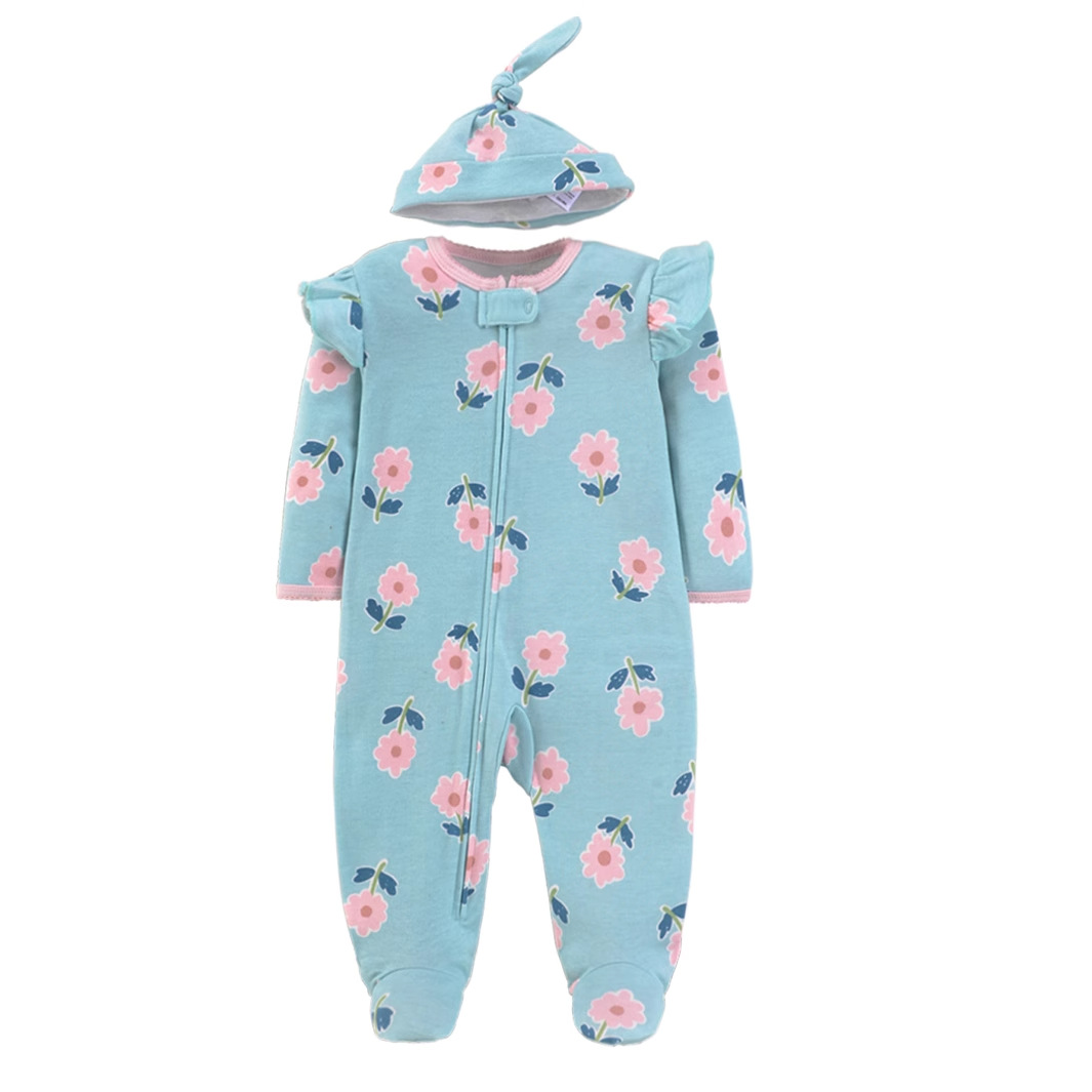 ชุดนอนเด็กแรกเกิดผ้าฝ้ายแท้ลาย - Cotton Baby Onesies Zipper บทวิจารณ์และราคา