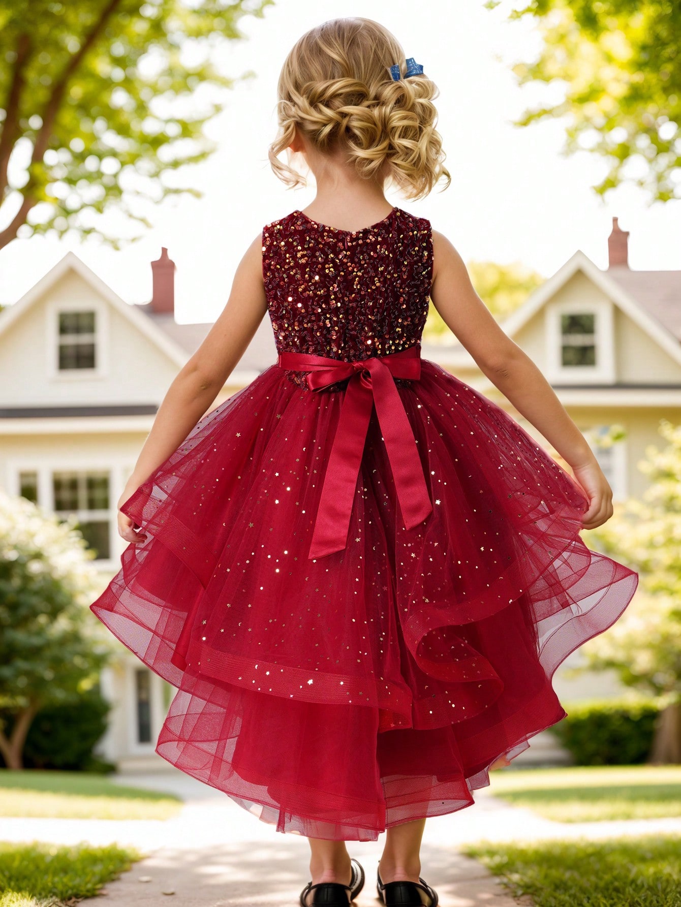 ชุดเดรสเด็กผู้หญิงลายดอกไม้ประ - Toddler Girl Tulle Party Dress บทวิจารณ์และราคา