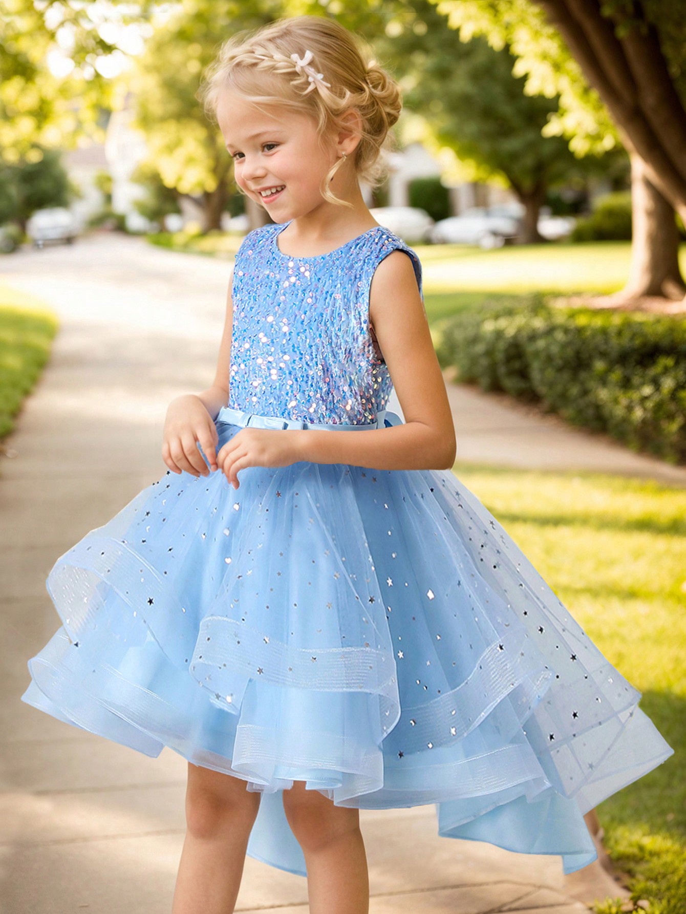 ชุดเดรสเด็กผู้หญิงลายดอกไม้ประ - Toddler Girl Tulle Party Dress บทวิจารณ์และราคา
