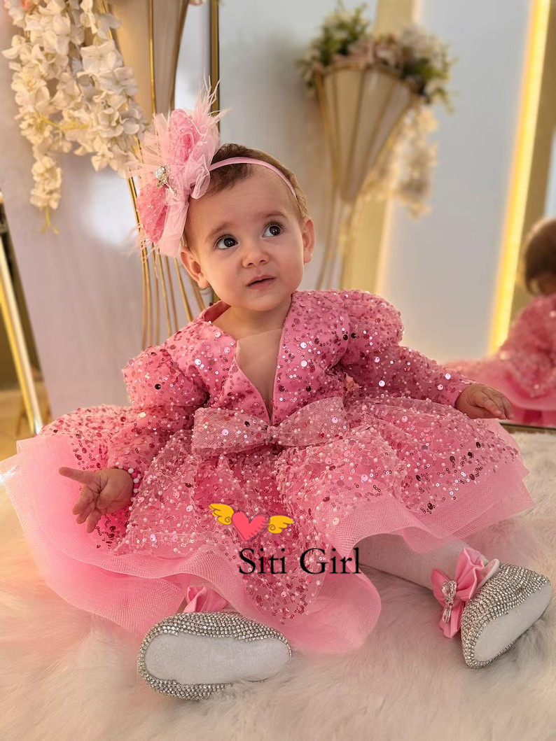 เจ้าหญิงสีชมพูชุดเด็กดอกไม้สาว - Toddler Girl Tulle Party Dress บทวิจารณ์และราคา