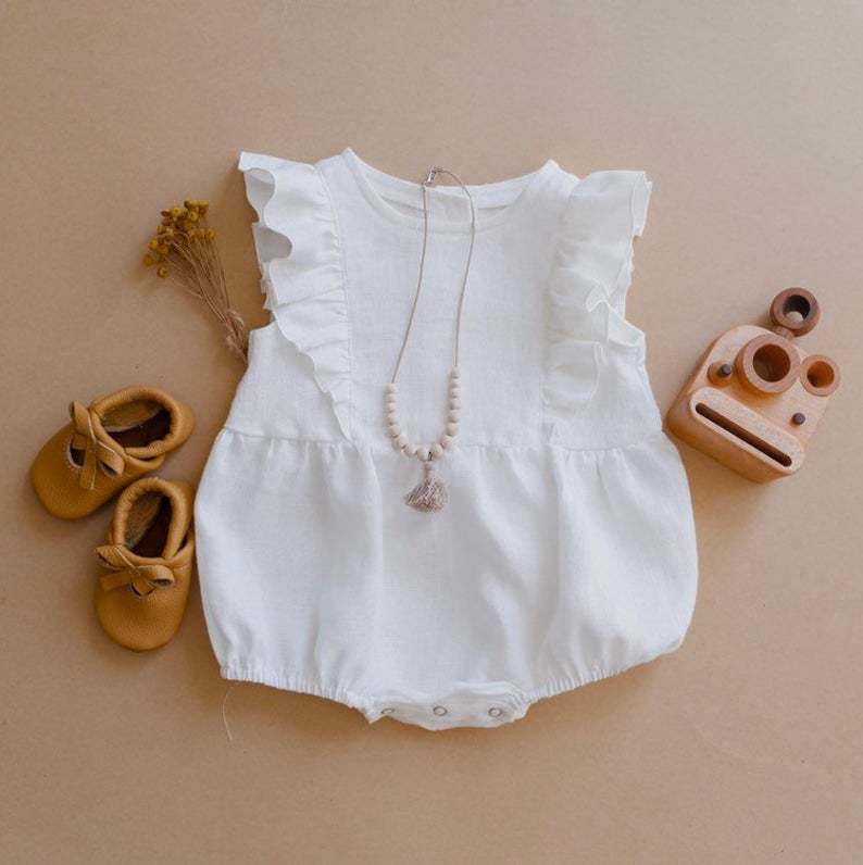 ฤดูร้อนทารกแรกเกิดทารกเด็กทารก - Baby Summer Linen Sleeveless Jumpsuit บทวิจารณ์และราคา