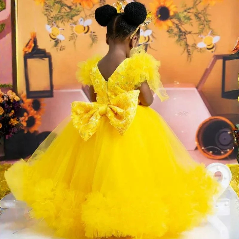 ที่กำหนดเองชุดดอกไม้สีชมพูสำหร - Toddler Girl Tulle Party Dress บทวิจารณ์และราคา