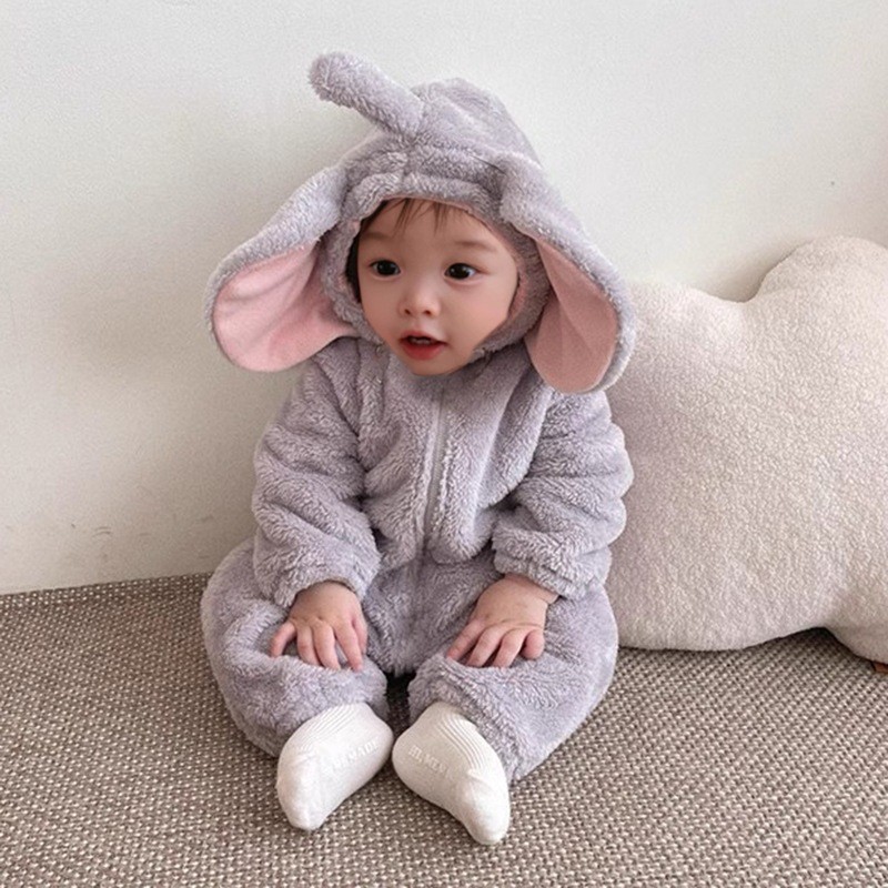 ชุดนอนช้างน่ารักสำหรับเด็กผู้ห - Cotton Baby Onesies Zipper บทวิจารณ์และราคา