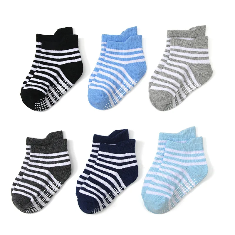 ถุงเท้าเด็ก 6 คู่ ลายทาง ผ้าฝ้ - Unisex Baby Socks Non Slip บทวิจารณ์และราคา