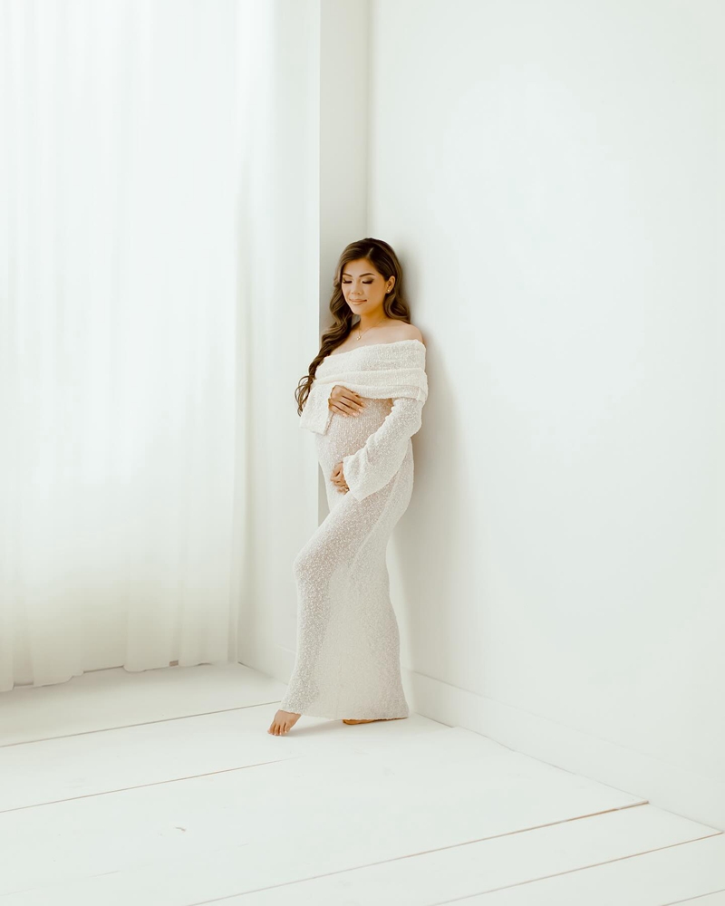 ชุดถ่ายภาพคนท้อง แขนยาว ผ้าถัก - Maternity Wear บทวิจารณ์และราคา