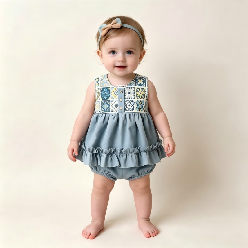 แฟชั่นทารกแรกเกิดเด็กสาวเด็กชา - Baby Summer Linen Sleeveless Jumpsuit บทวิจารณ์และราคา