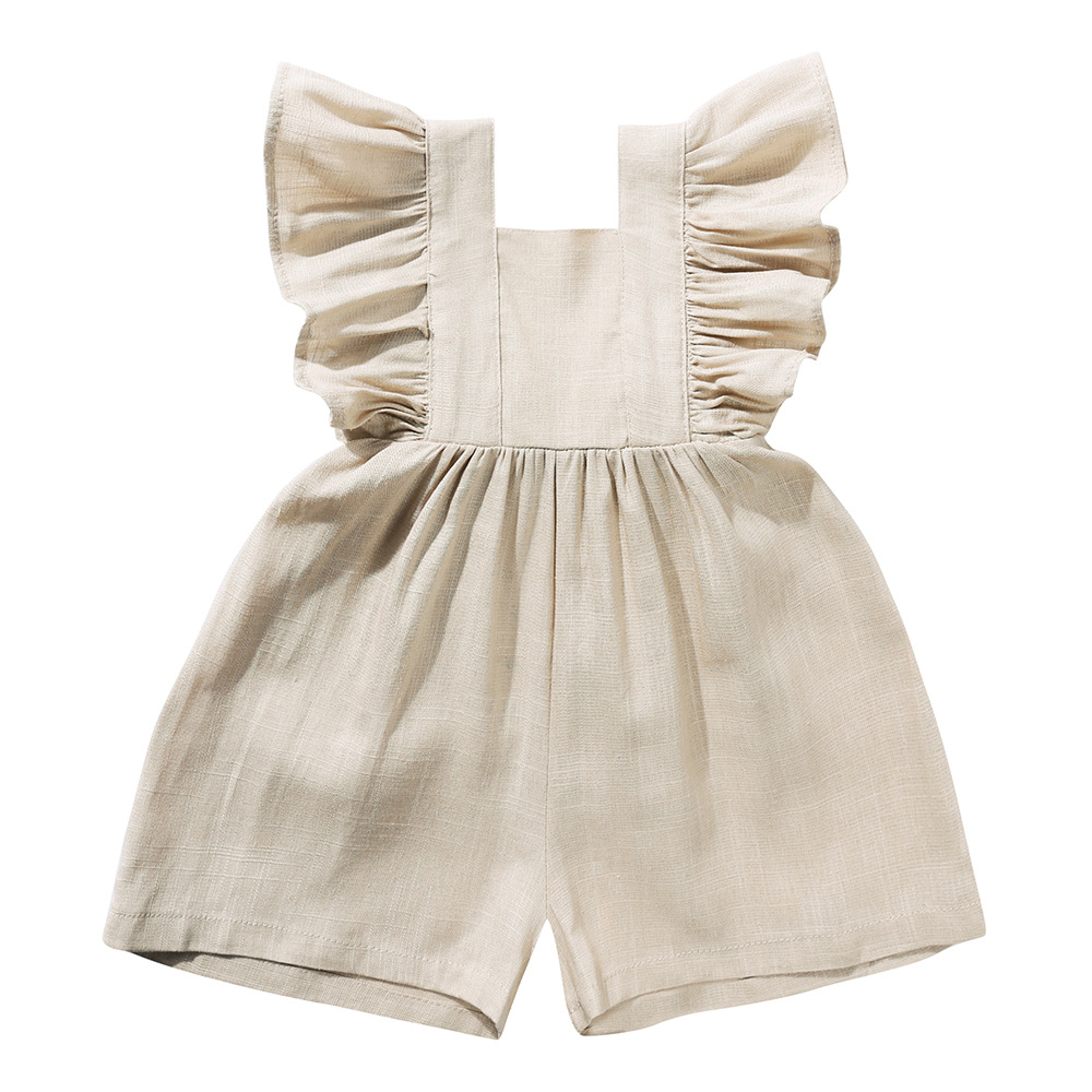 เสื้อผ้าเด็กฤดูร้อน ชุดรอมเปอร - Baby Summer Linen Sleeveless Jumpsuit บทวิจารณ์และราคา