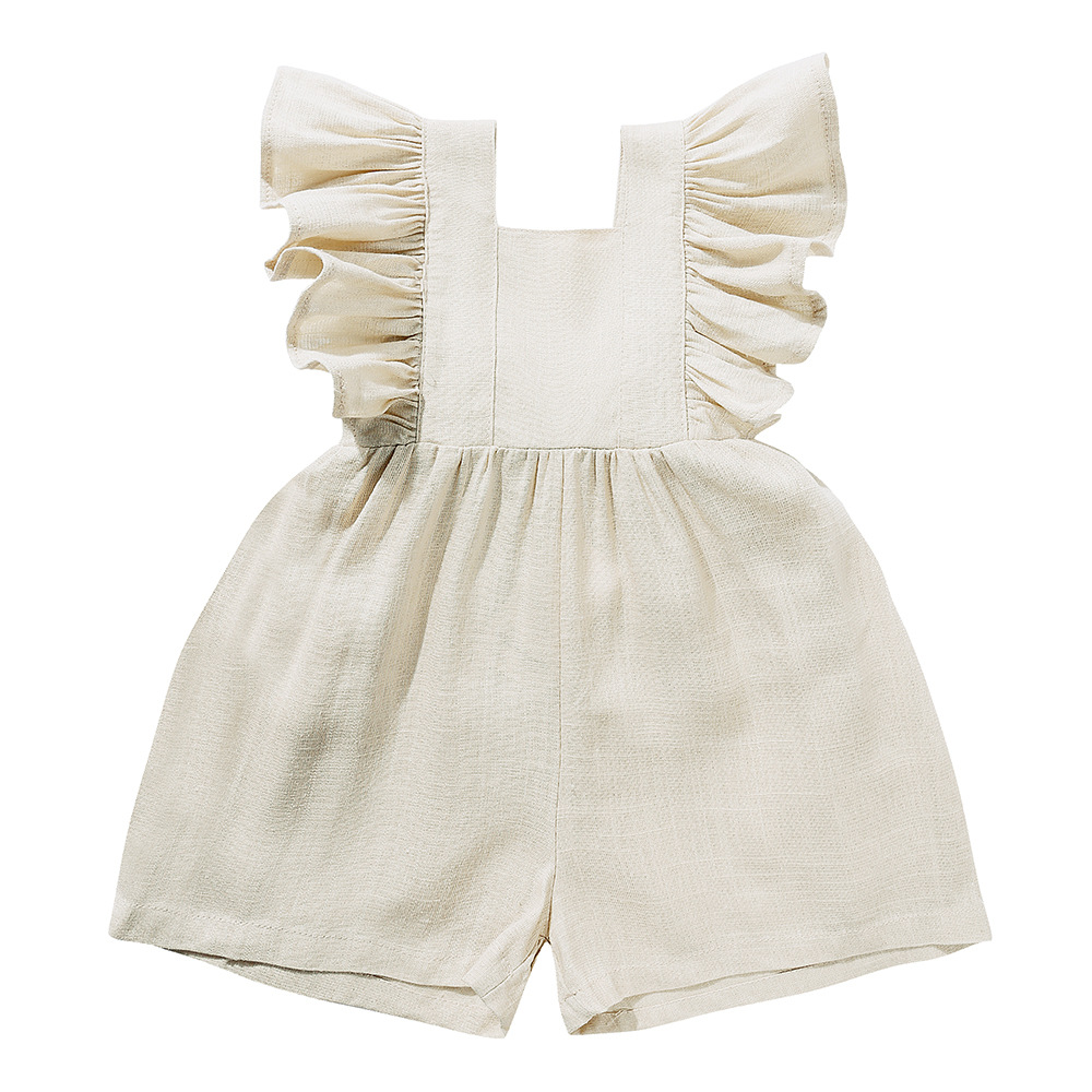 เสื้อผ้าเด็กฤดูร้อน ชุดรอมเปอร - Baby Summer Linen Sleeveless Jumpsuit บทวิจารณ์และราคา