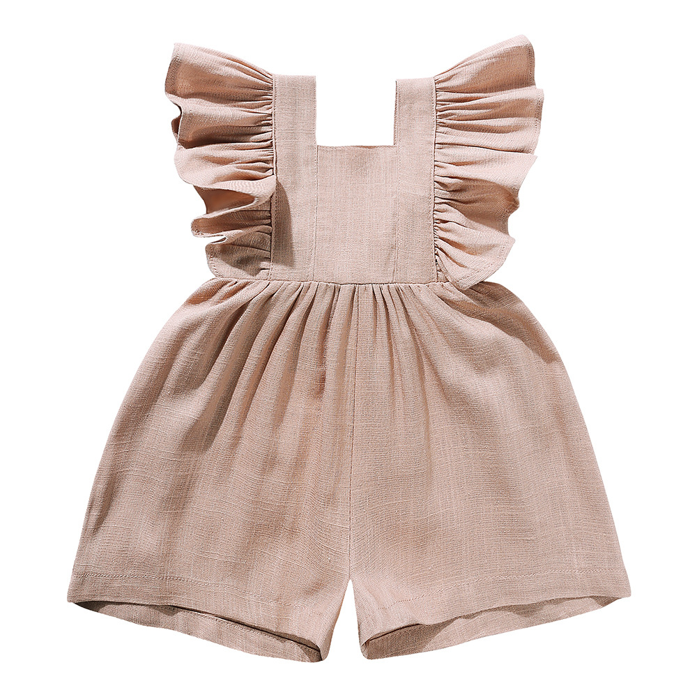 เสื้อผ้าเด็กฤดูร้อน ชุดรอมเปอร - Baby Summer Linen Sleeveless Jumpsuit บทวิจารณ์และราคา