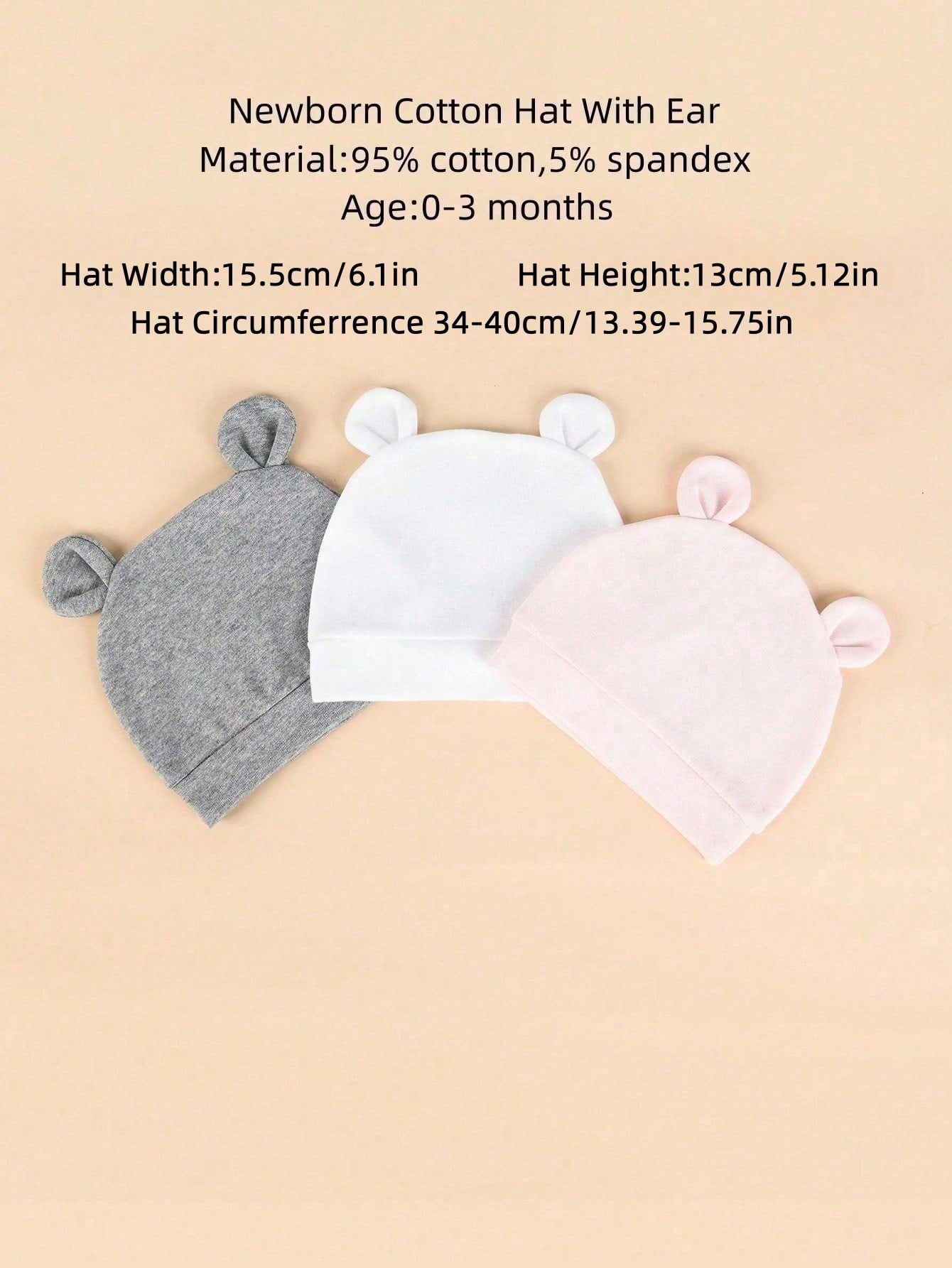 หมวกบีนนี่เด็กอ่อนผ้าฝ้ายถักชั - Infant Beanie Hat With Ears บทวิจารณ์และราคา