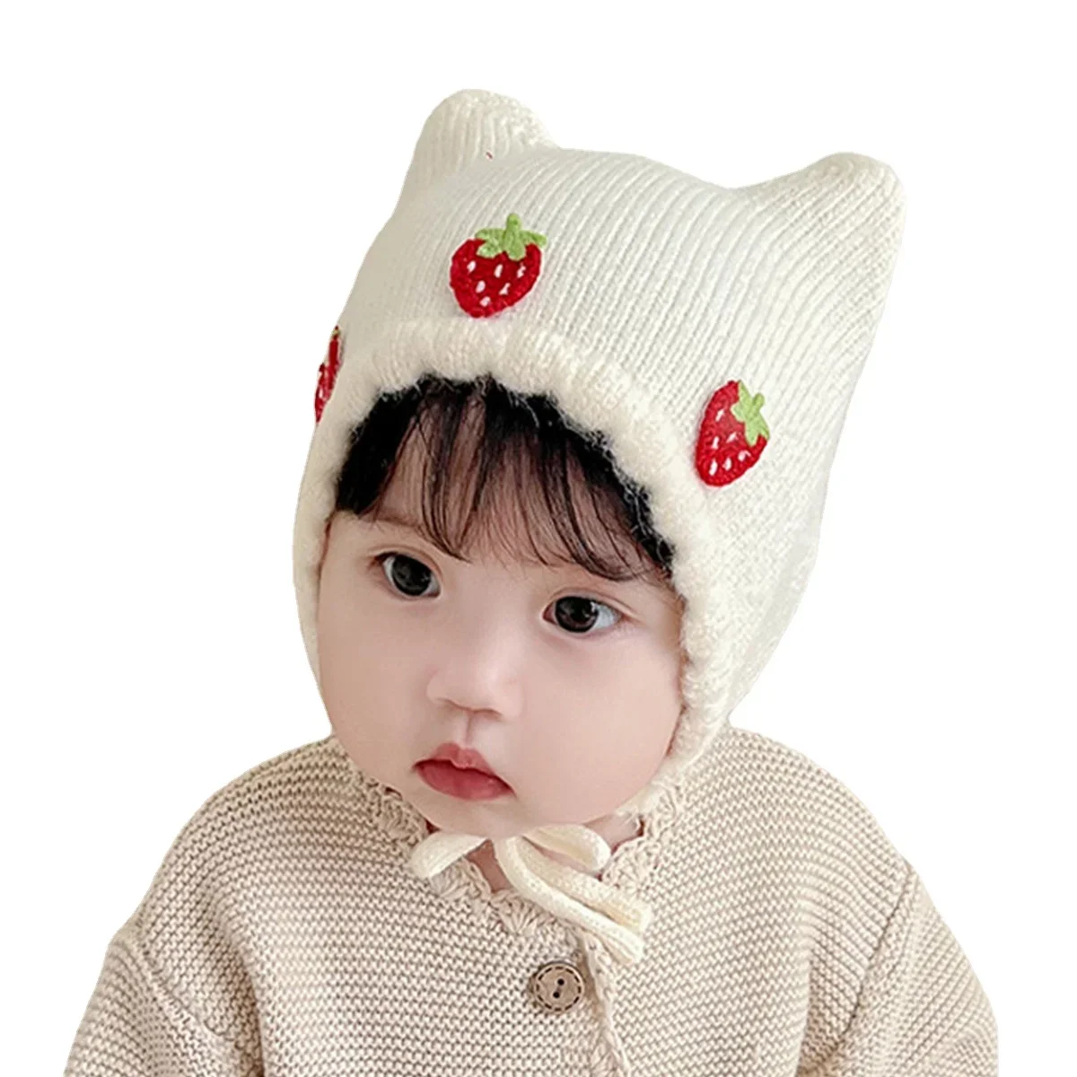 หมวกเด็กผู้หญิงสำหรับฤดูใบไม้ร - Infant Beanie Hat With Ears บทวิจารณ์และราคา