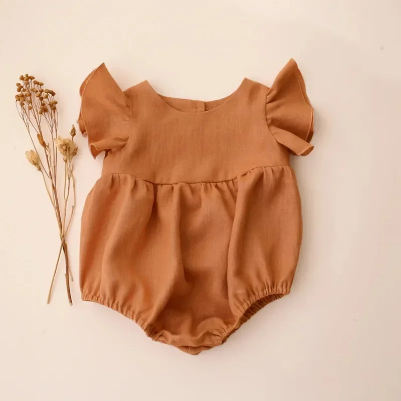 จั๊มสูทผ้าลินินเด็กผู้หญิง0-24 - Baby Summer Linen Sleeveless Jumpsuit บทวิจารณ์และราคา