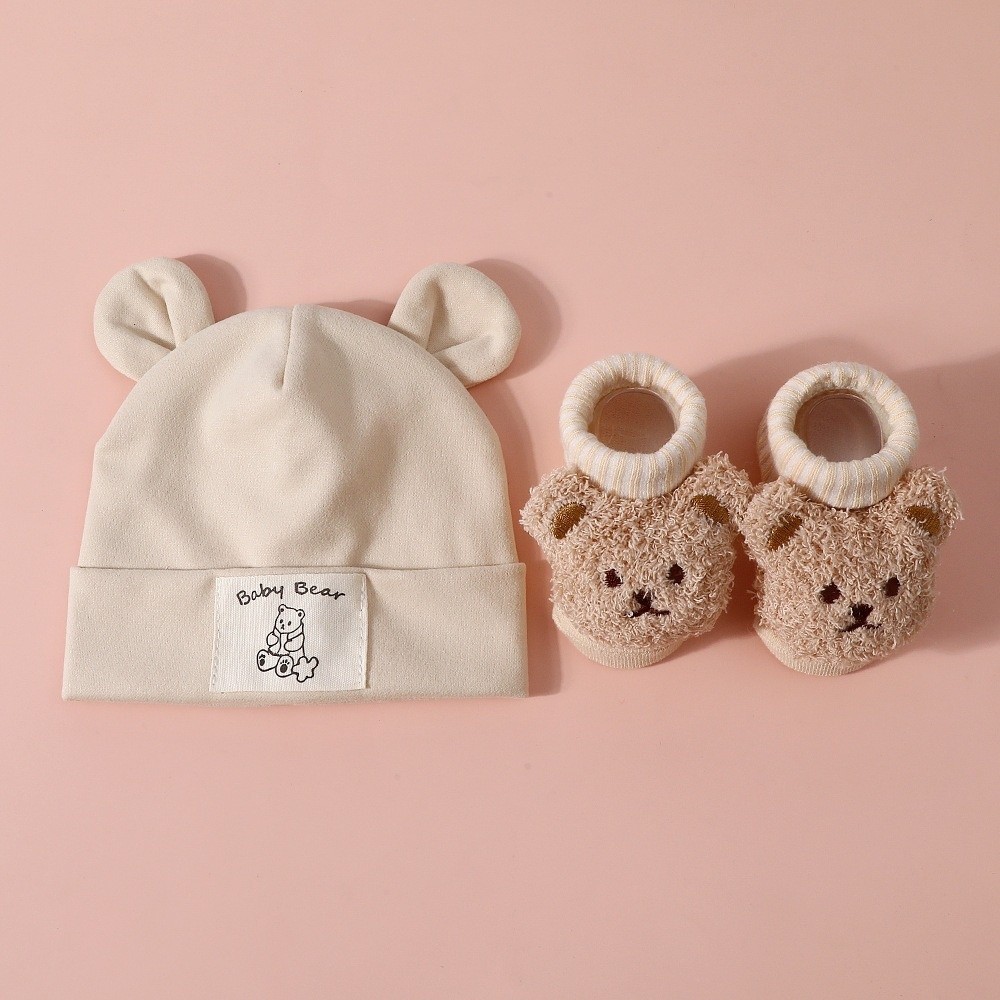 2 ชิ้น/เซ็ต ชุดหมวกและถุงเท้าเ - Infant Beanie Hat With Ears บทวิจารณ์และราคา