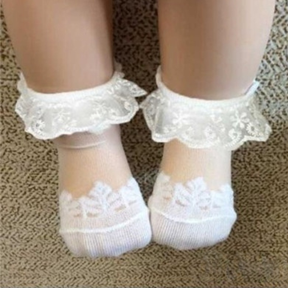 ถุงเท้าเด็กอ่อนลายลูกไม้ดอกไม้ - Unisex Baby Socks Non Slip บทวิจารณ์และราคา