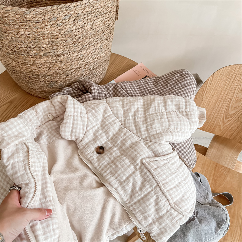 เสื้อแจ็คเก็ตเด็กผ้าลายตารางกิ - Toddler Boy Winter Fleece Jacket บทวิจารณ์และราคา