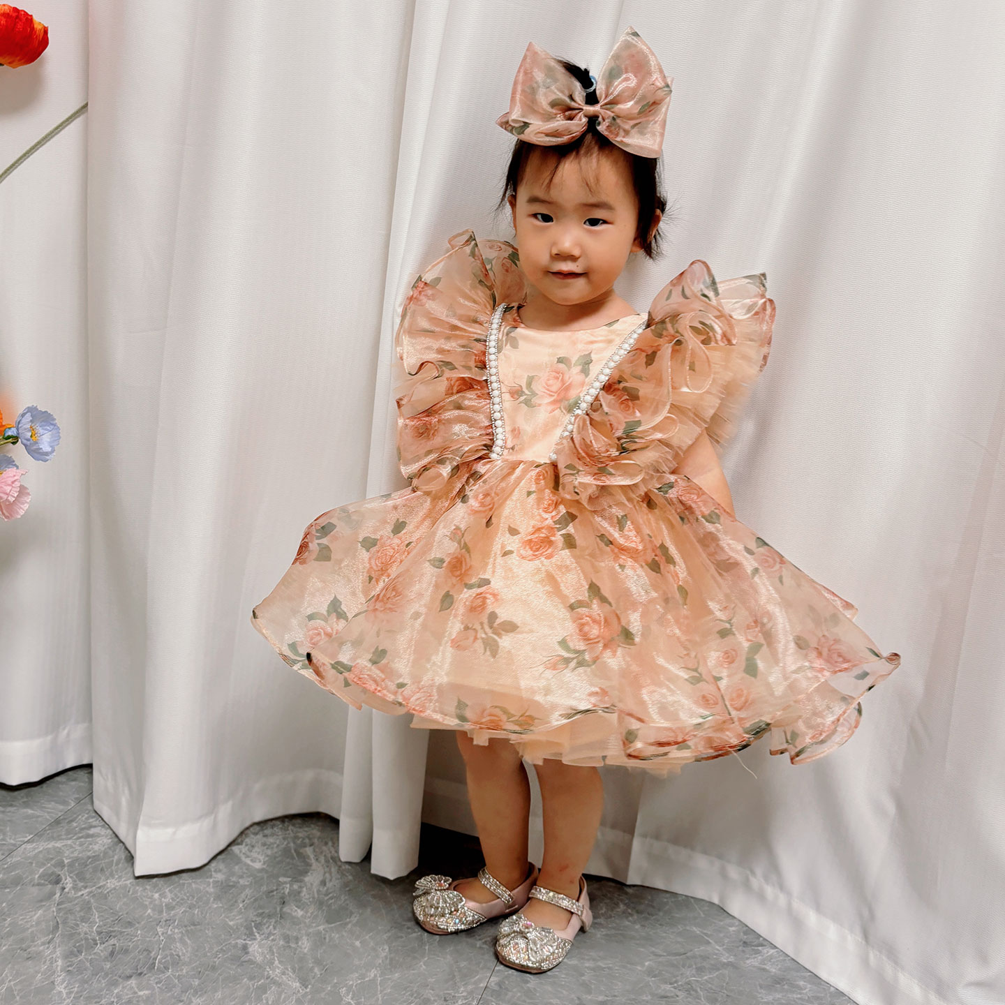 ชุดเดรสเด็กผู้หญิงสีแชมเปญสวยห - Toddler Girl Tulle Party Dress บทวิจารณ์และราคา