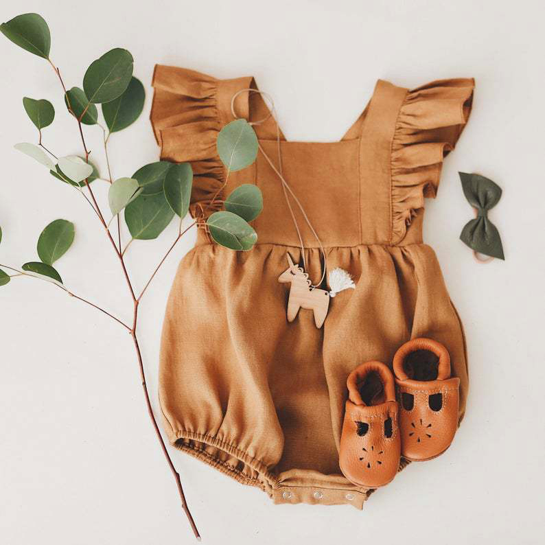 ชุดรอมเปอร์เด็กผู้หญิงสำหรับฤด - Baby Summer Linen Sleeveless Jumpsuit บทวิจารณ์และราคา