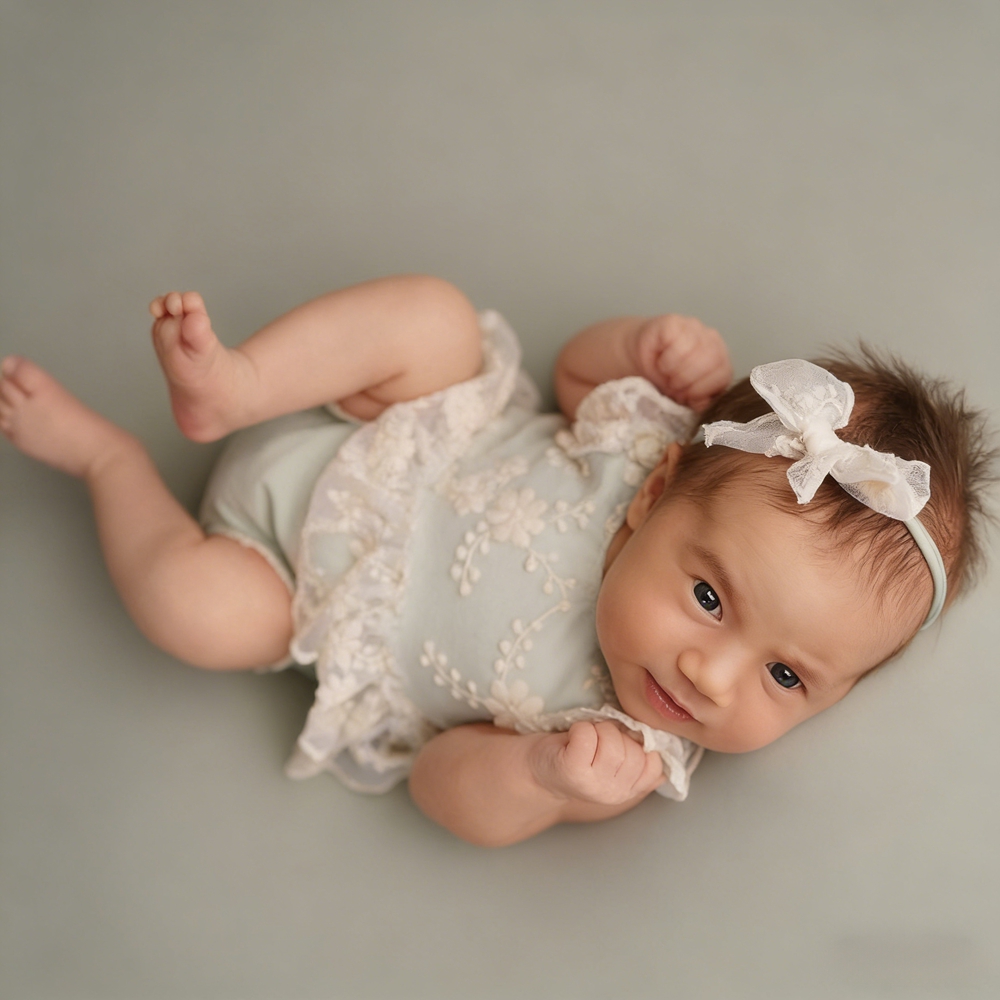 ชุดรอมเปอร์ลูกไม้สีเขียวพาสเทล - Newborn Baby Girl Romper Floral บทวิจารณ์และราคา